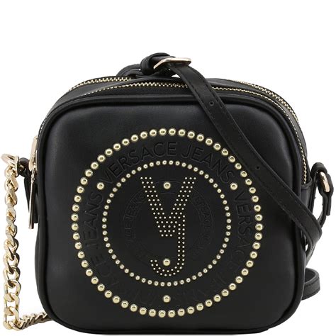 versace jeans collection black multicolor faux leather crossbody bag|Versace Jeans bags outlet.